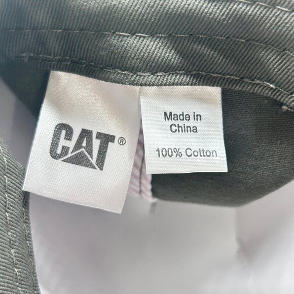 CAT Cap Womens Olive Green Cap Pink Logo Adjustable Strapback Distressed Hat - Picture 6 of 8